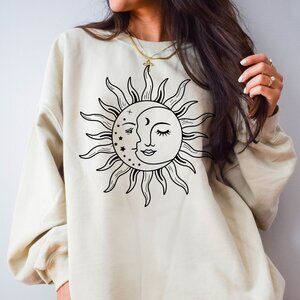 Boho Sun and Moon Sweatshirt, Sand